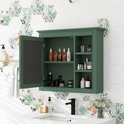 Wall Mounted Bathroom Storage Cabinet with Mirror and 3 Open Shelves
