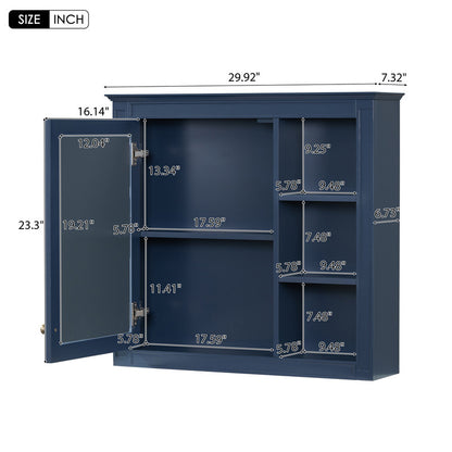 Wall Mounted Bathroom Storage Cabinet with Mirror and 3 Open Shelves