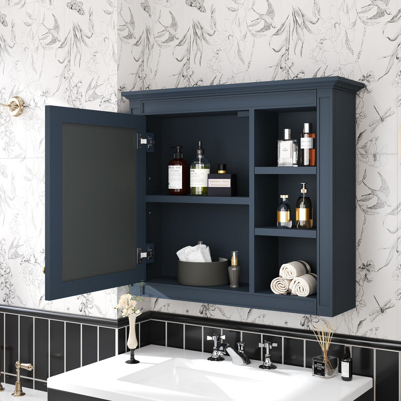 Wall Mounted Bathroom Storage Cabinet with Mirror and 3 Open Shelves
