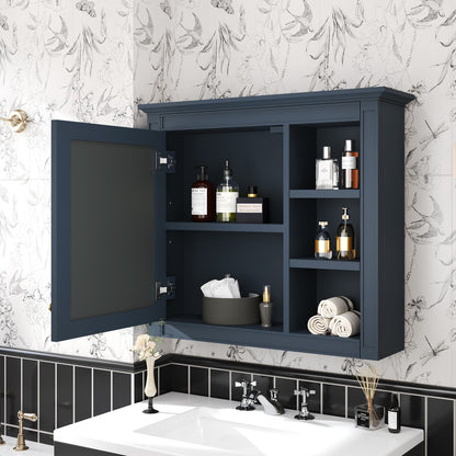 Wall Mounted Bathroom Storage Cabinet with Mirror and 3 Open Shelves