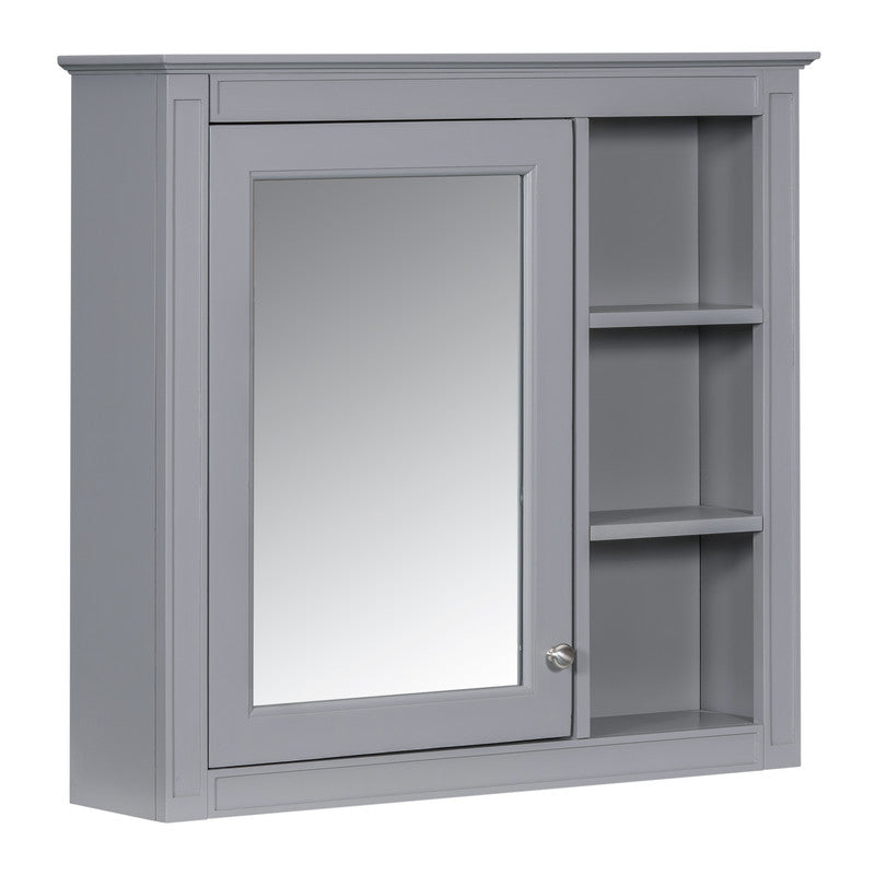 Wall Mounted Bathroom Storage Cabinet with Mirror and 3 Open Shelves