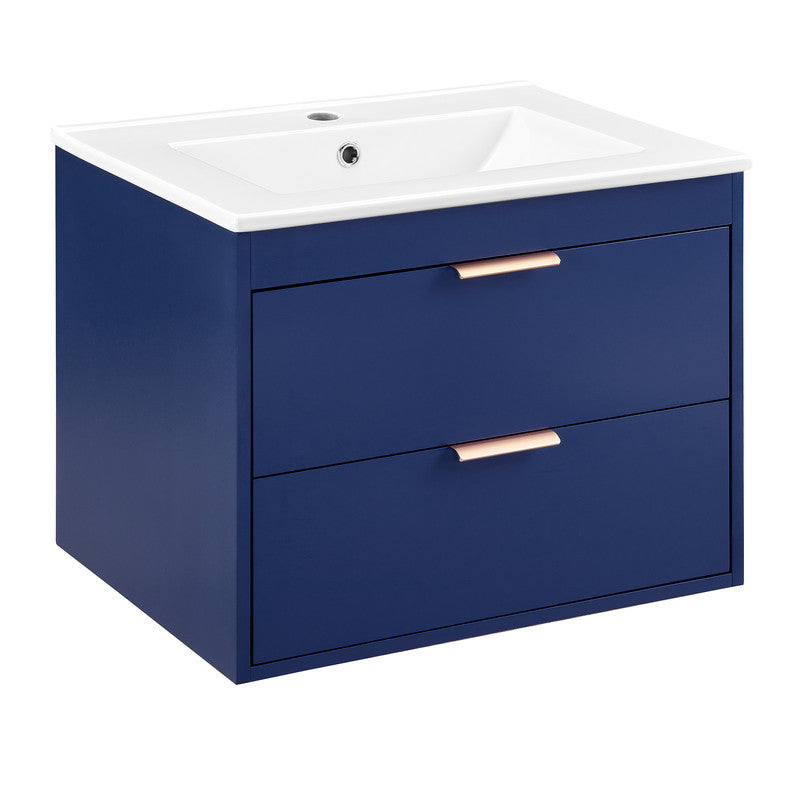 24'' Floating Wall Mounted Bathroom Vanity with White Ceramic Sink and Drawer Storage