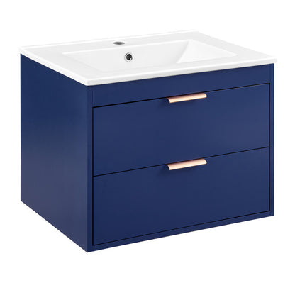 24'' Floating Wall Mounted Bathroom Vanity with White Ceramic Sink and Drawer Storage