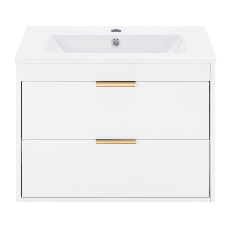 24'' Floating Wall Mounted Bathroom Vanity with White Ceramic Sink and Drawer Storage