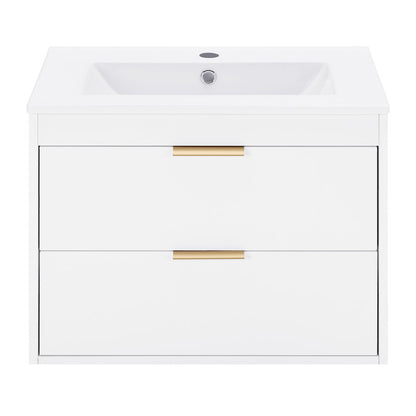 24'' Floating Wall Mounted Bathroom Vanity with White Ceramic Sink and Drawer Storage