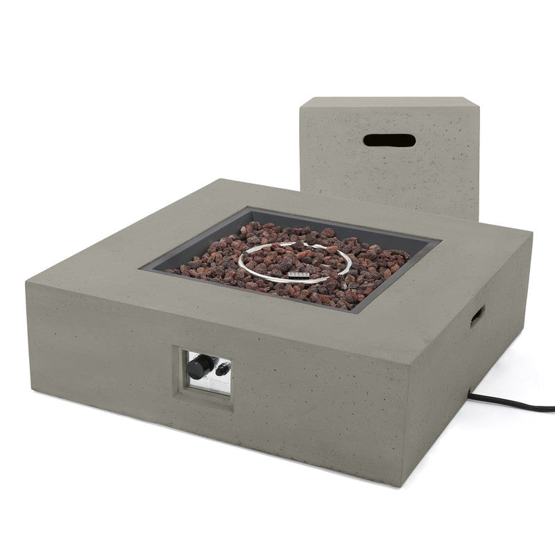 [Ship to Canada Only] 50000 BTU Outdoor Square MgO Propane Fire Pit Table with Tank Holder - Light Gray