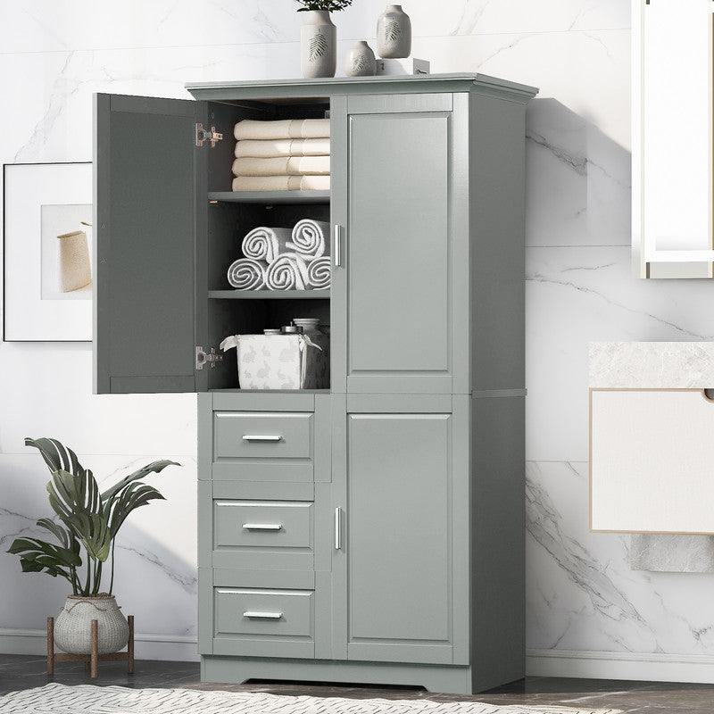 Tall and Wide Storage Cabinet with Doors and Three Drawers