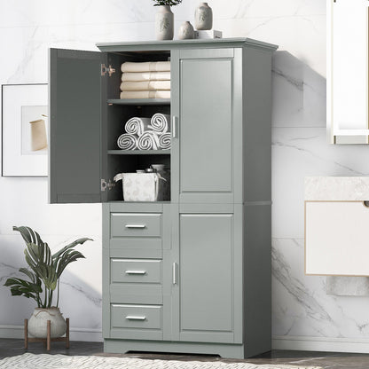 Tall and Wide Storage Cabinet with Doors and Three Drawers