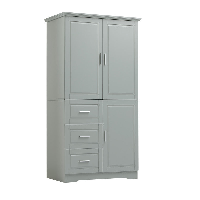 Tall and Wide Storage Cabinet with Doors and Three Drawers