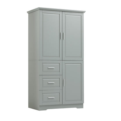 Tall and Wide Storage Cabinet with Doors and Three Drawers