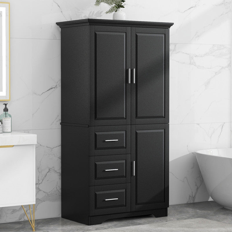 Tall and Wide Storage Cabinet with Doors and Three Drawers