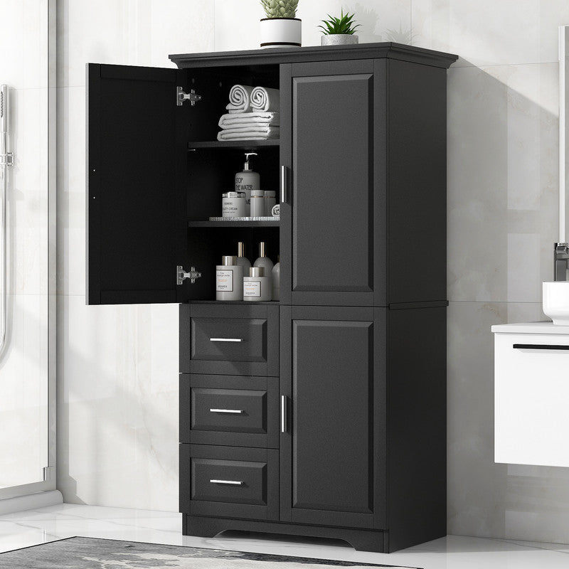 Tall and Wide Storage Cabinet with Doors and Three Drawers