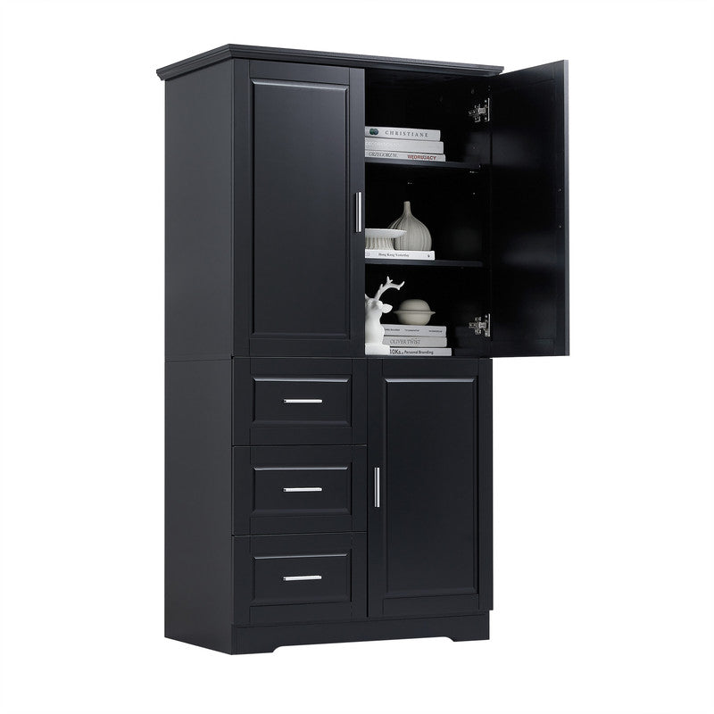 Tall and Wide Storage Cabinet with Doors and Three Drawers