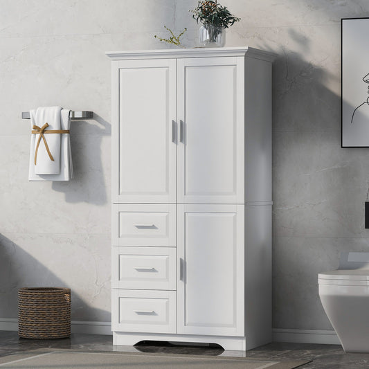 Tall and Wide Storage Cabinet with Doors and Three Drawers
