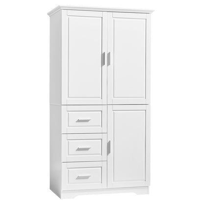 Tall and Wide Storage Cabinet with Doors and Three Drawers