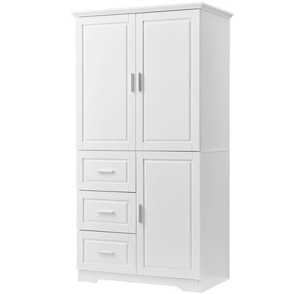 Tall and Wide Storage Cabinet with Doors and Three Drawers