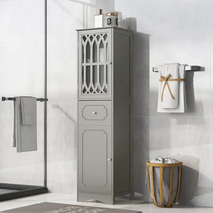 Tall Bathroom Cabinet, Freestanding Storage Cabinet with Drawer and Doors