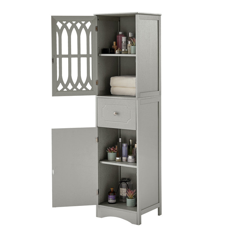 Tall Bathroom Cabinet, Freestanding Storage Cabinet with Drawer and Doors