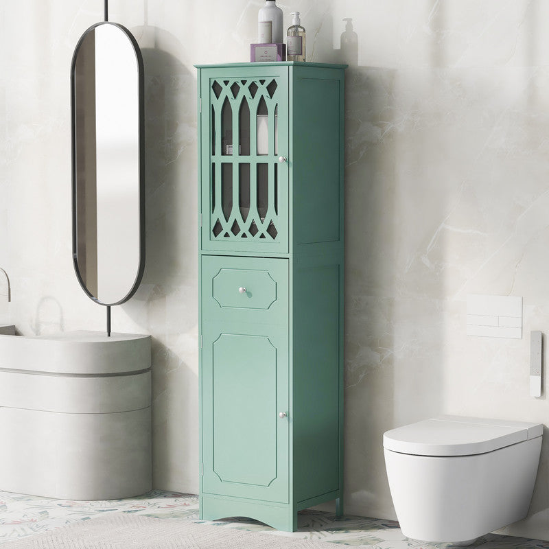 Tall Bathroom Cabinet, Freestanding Storage Cabinet with Drawer and Doors