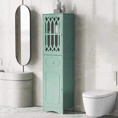 Tall Bathroom Cabinet, Freestanding Storage Cabinet with Drawer and Doors