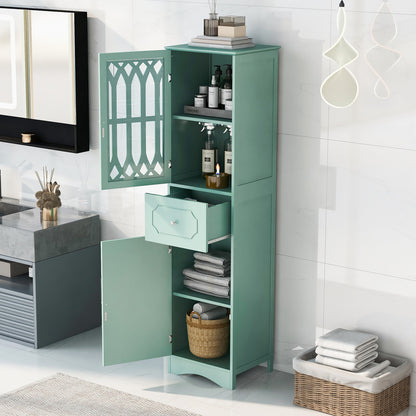Tall Bathroom Cabinet, Freestanding Storage Cabinet with Drawer and Doors