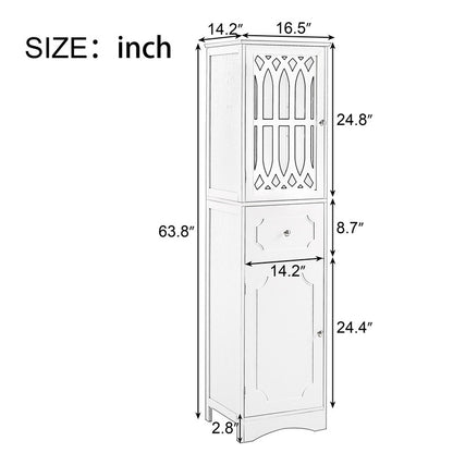 Tall Bathroom Cabinet, Freestanding Storage Cabinet with Drawer and Doors