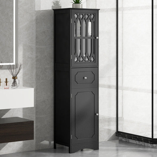 Tall Bathroom Cabinet, Freestanding Storage Cabinet with Drawer and Doors