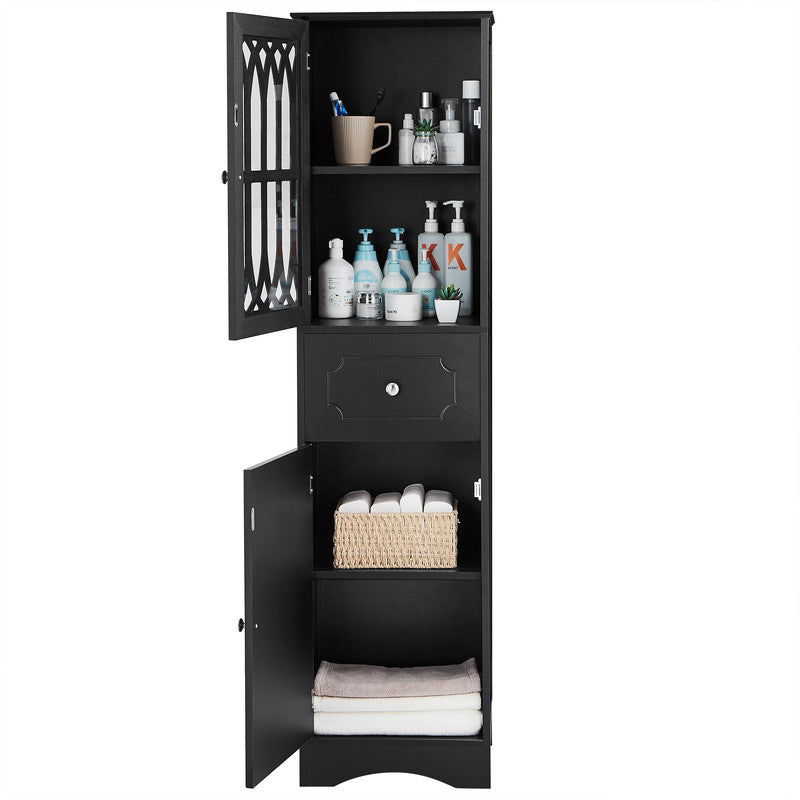 Tall Bathroom Cabinet, Freestanding Storage Cabinet with Drawer and Doors