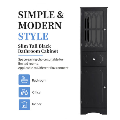 Tall Bathroom Cabinet, Freestanding Storage Cabinet with Drawer and Doors