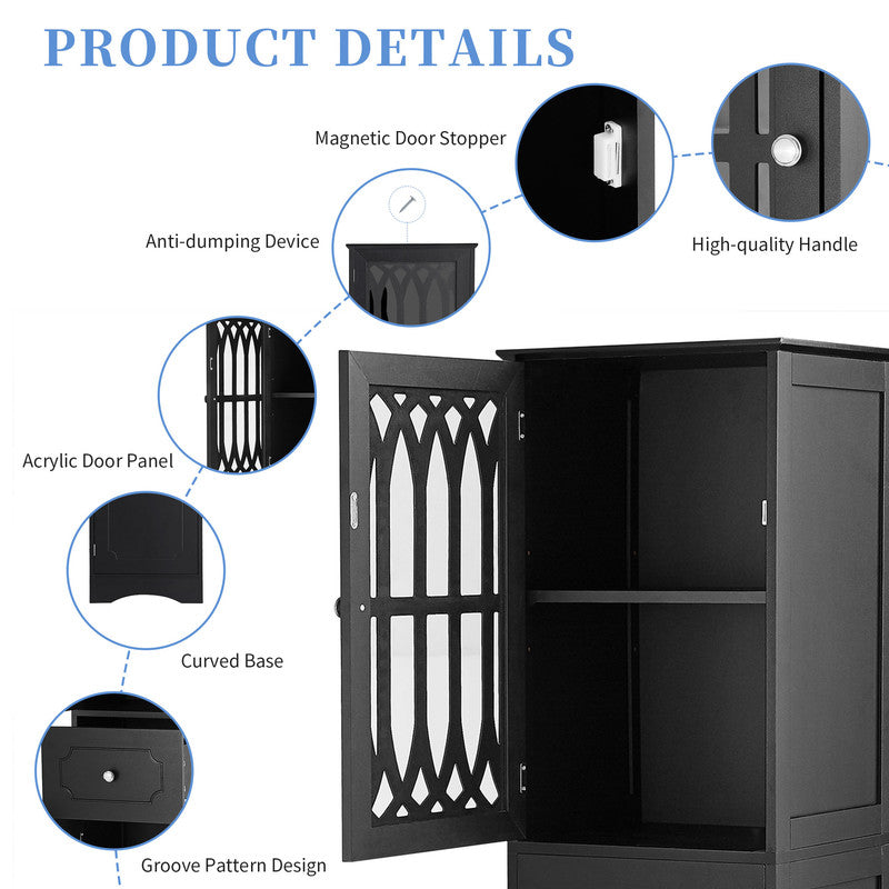Tall Bathroom Cabinet, Freestanding Storage Cabinet with Drawer and Doors