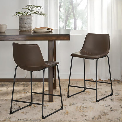 [Ship to Canada Only] Vintage Brown Counter Stool (Set of 2)