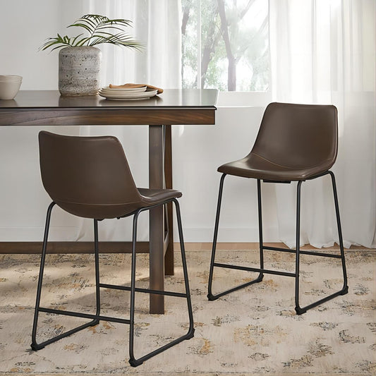 [Ship to Canada Only] Vintage Brown Counter Stool (Set of 2)
