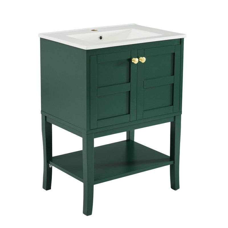 24'' Bathroom Vanity with Top Sink, Modern Bathroom Storage Cabinet with 2 Doors, Single Sink Bathroom Vanity