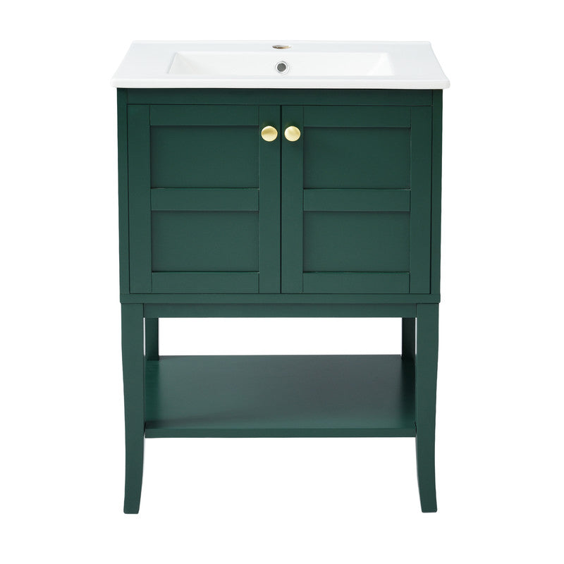 24'' Bathroom Vanity with Top Sink, Modern Bathroom Storage Cabinet with 2 Doors, Single Sink Bathroom Vanity
