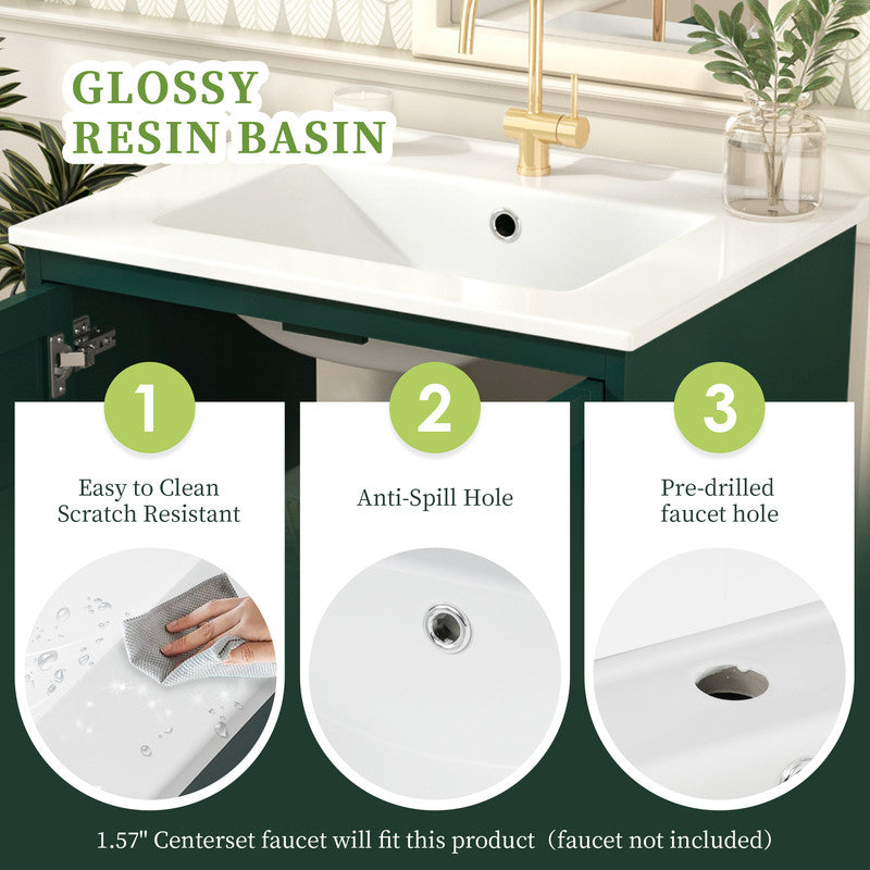 24'' Bathroom Vanity with Top Sink, Modern Bathroom Storage Cabinet with 2 Doors, Single Sink Bathroom Vanity