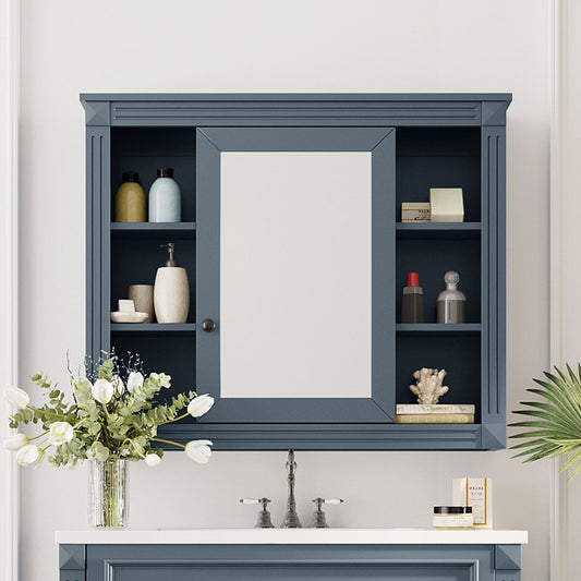 Wall Mounted Bathroom Storage Cabinet with Mirror, Mirror Cabinet with 6 Open Shelves
