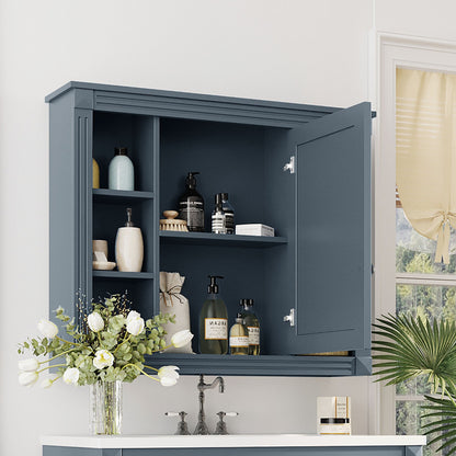 Wall Mounted Bathroom Storage Cabinet with Mirror, Mirror Cabinet with 6 Open Shelves