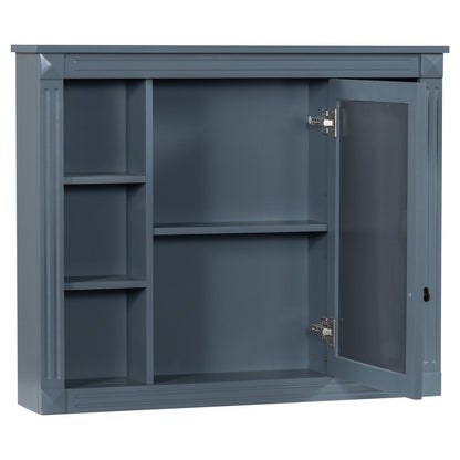 Wall Mounted Bathroom Storage Cabinet with Mirror, Mirror Cabinet with 6 Open Shelves