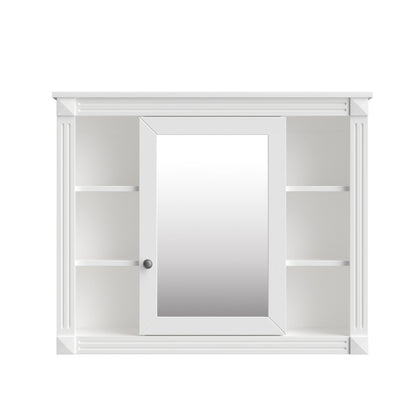 Wall Mounted Bathroom Storage Cabinet with Mirror, Mirror Cabinet with 6 Open Shelves