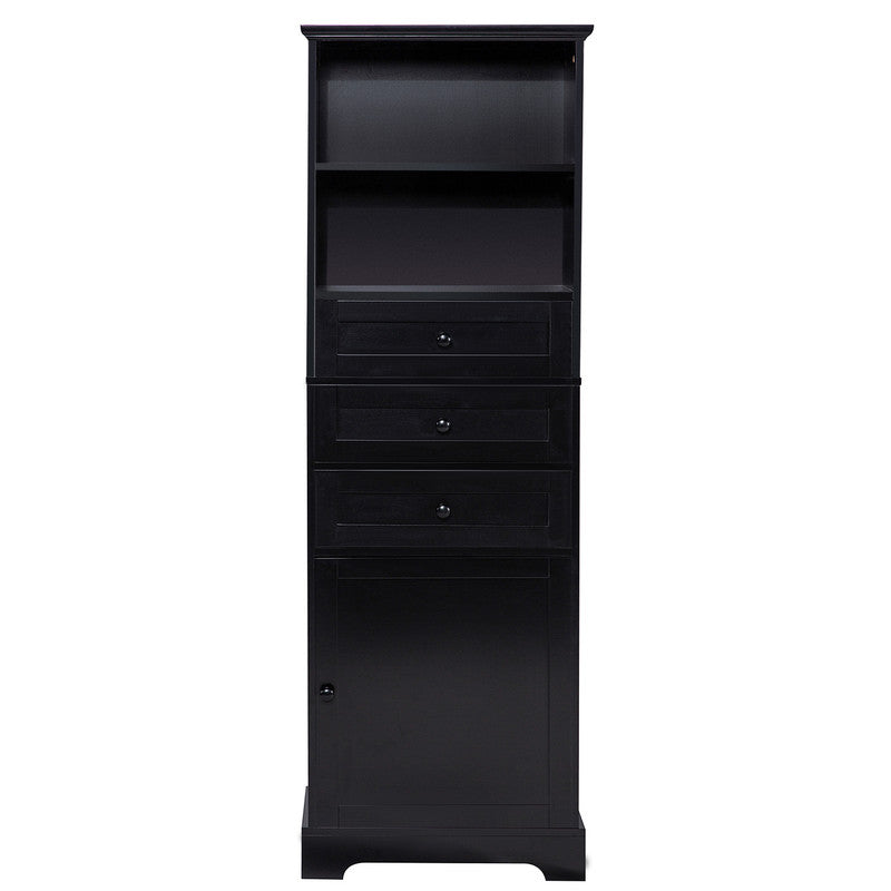 Tall Storage Cabinet with 3 Drawers and Adjustable Shelves