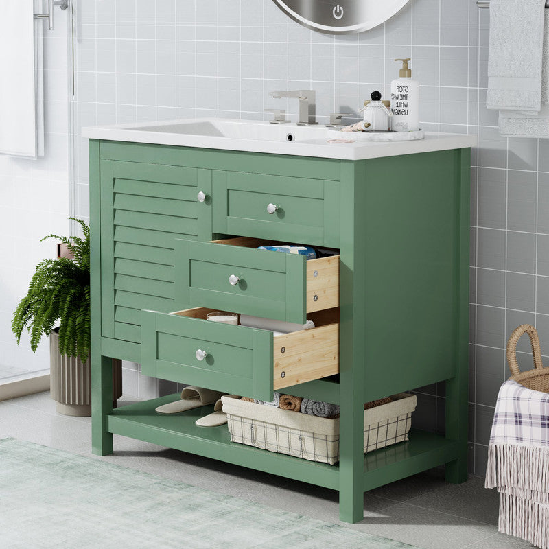36'' Bathroom Vanity with Undermount Sink, Free Standing Vanity Set with 2 Drawers and Soft Closing Doors