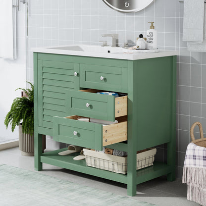 36'' Bathroom Vanity with Undermount Sink, Free Standing Vanity Set with 2 Drawers and Soft Closing Doors