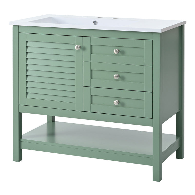 36'' Bathroom Vanity with Undermount Sink, Free Standing Vanity Set with 2 Drawers and Soft Closing Doors