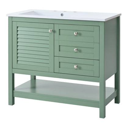 36'' Bathroom Vanity with Undermount Sink, Free Standing Vanity Set with 2 Drawers and Soft Closing Doors