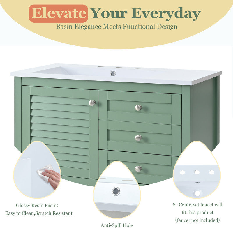 36'' Bathroom Vanity with Undermount Sink, Free Standing Vanity Set with 2 Drawers and Soft Closing Doors