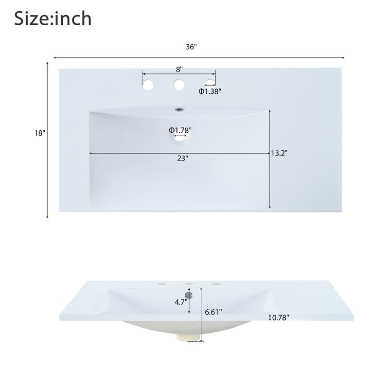 36'' Bathroom Vanity with Undermount Sink, Free Standing Vanity Set with 2 Drawers and Soft Closing Doors
