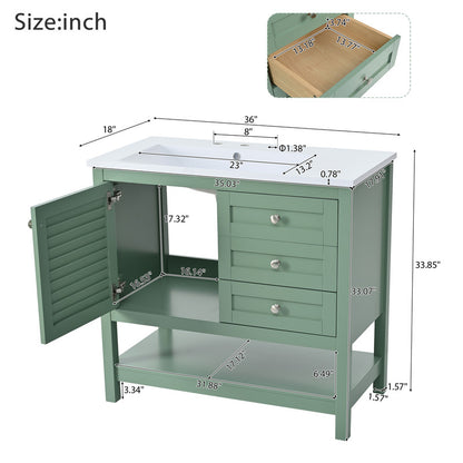 36'' Bathroom Vanity with Undermount Sink, Free Standing Vanity Set with 2 Drawers and Soft Closing Doors