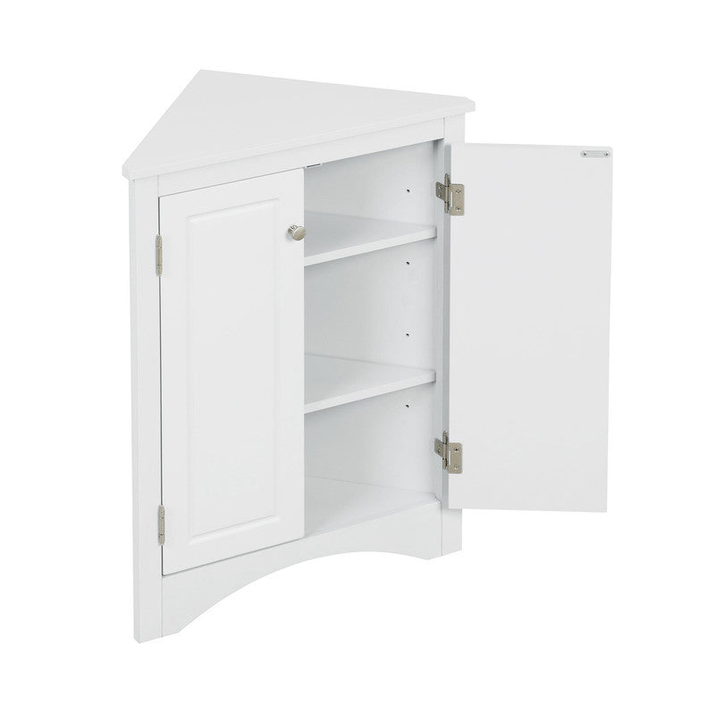 Oak Triangle Bathroom Storage Cabinet with Adjustable Shelves, Freestanding Floor Cabinet