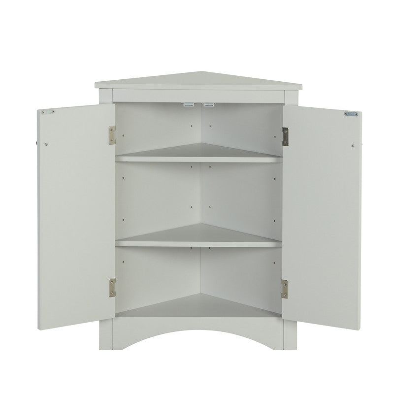 Oak Triangle Bathroom Storage Cabinet with Adjustable Shelves, Freestanding Floor Cabinet