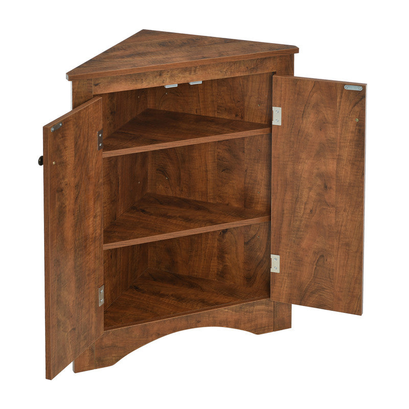 Oak Triangle Bathroom Storage Cabinet with Adjustable Shelves, Freestanding Floor Cabinet